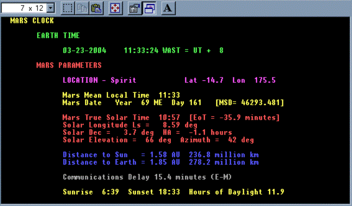 Marsclok Display Screen